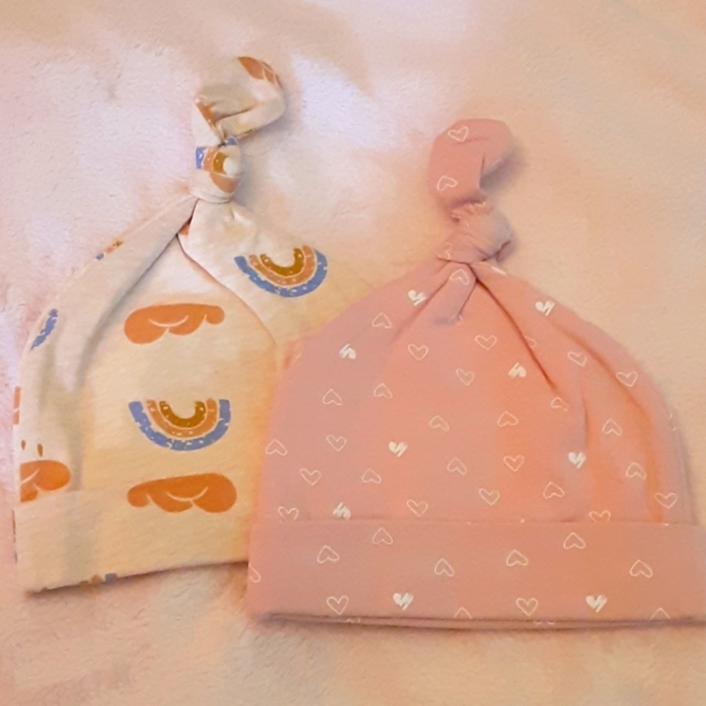 LyEn Baby newborn infant caps set 2 pink NEW
